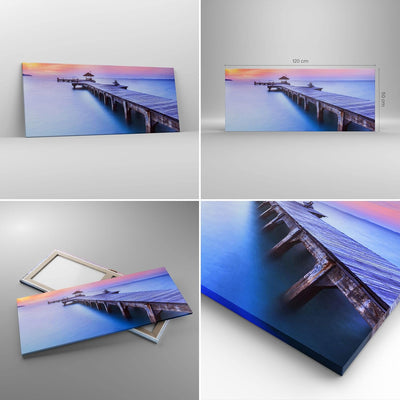 Wandbilder Dekoration Wohnzimmer Strand Wasser Meer Urlaub Panorama Bilder auf Leinwand 120x50cm Lei