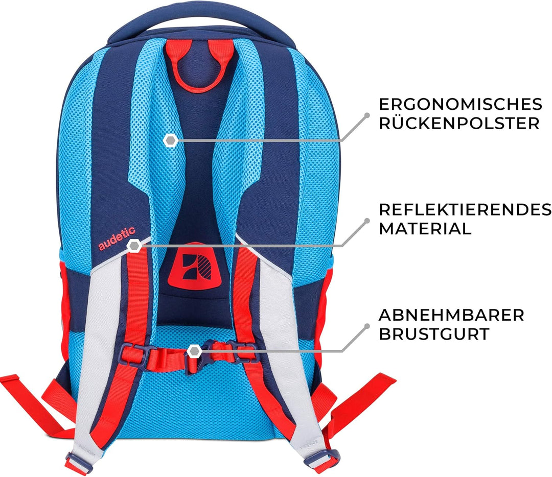 AUDETIC Schulrucksack Mädchen & Jungen Teenager - AERO - Ergonomischer Rucksack mit vielen Fächern f