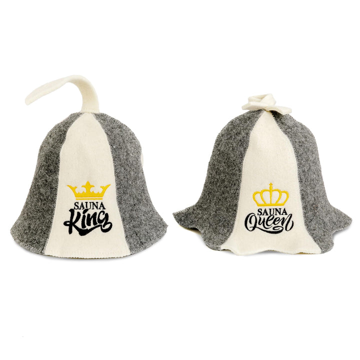 Sauna Guru Saunahut 'Sauna King and Queen' White - 100% organische Wollfilzmützen - Schützen Sie Ihr