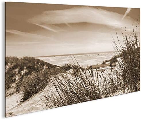 islandburner Bild Bilder auf Leinwand Nordseestrand Sepia Dünen 1p XXL Poster Leinwandbild Wandbild