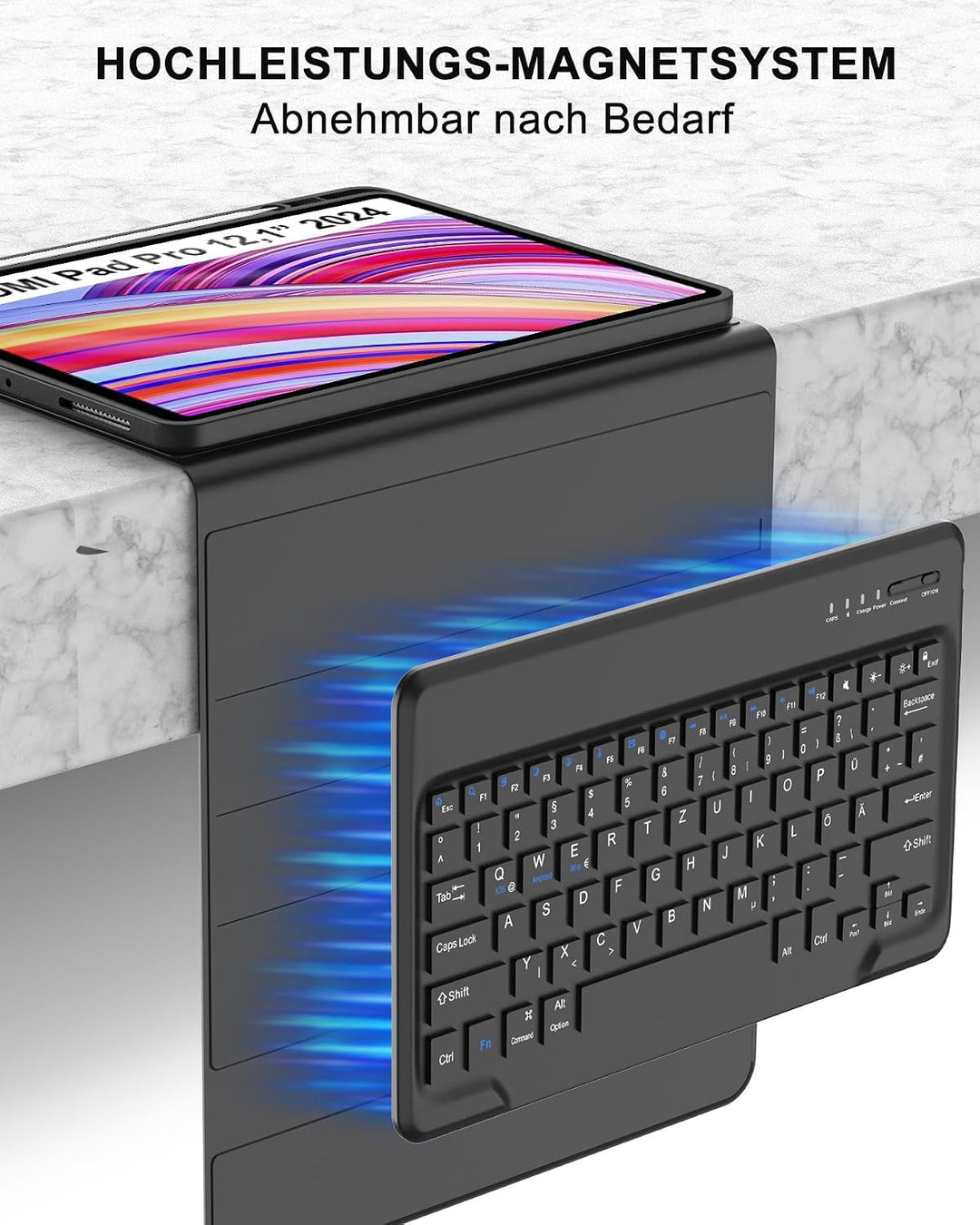 Für Redmi Pad Pro 12.1" (2024) Hülle mit Tastatur QWERTZ | Für Redmi Pad Pro Tastatur - Langer Akkul