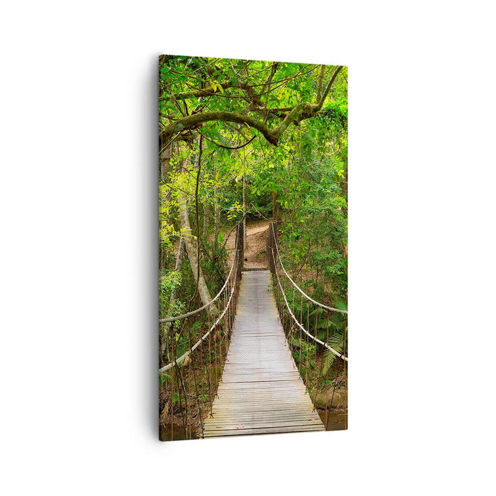 Bilder auf Leinwand 55x100cm Leinwandbild mit Rahmen Fussgängerbrücke Wald Abenteuer Gross Wanddeko