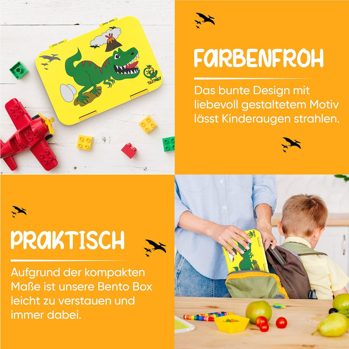 Brotdose Kinder mit Fächern 4+2 - robust & kinderfreundlich - Bento Box Lunchbox für KiTa Schule Kin