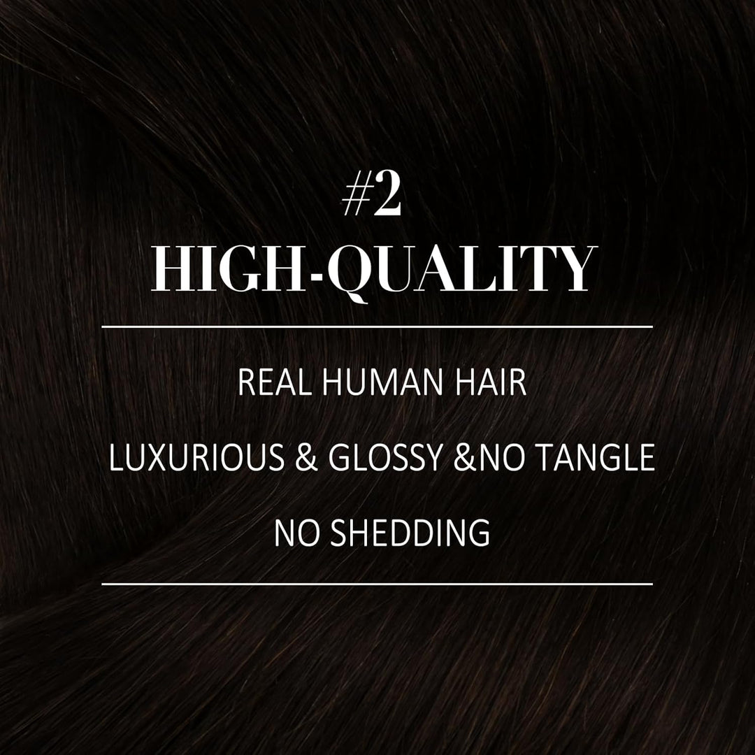 YoungSee Echthaar Extensions Clip Braun Clip in Extensions Echthaar Dunkelbraun 45 cm Clip in Extens