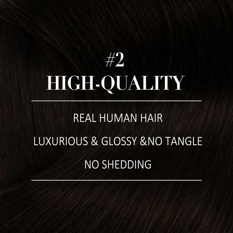 YoungSee Echthaar Extensions Clip Braun Clip in Extensions Echthaar Dunkelbraun 45 cm Clip in Extens