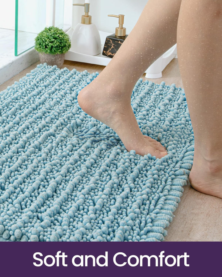 DEXI Badematte, Badezimmerteppich, gross, rutschfest, saugfähig und weich, waschbar, Chenille-Teppic