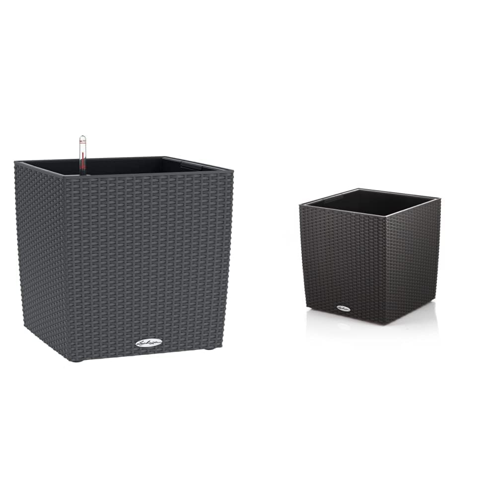 Lechuza "Cube Cottage 40" Pflanzgefäss mit ERD-Bewässerungs-System, Granit, 40 x 40 x 40 cm & Cube C