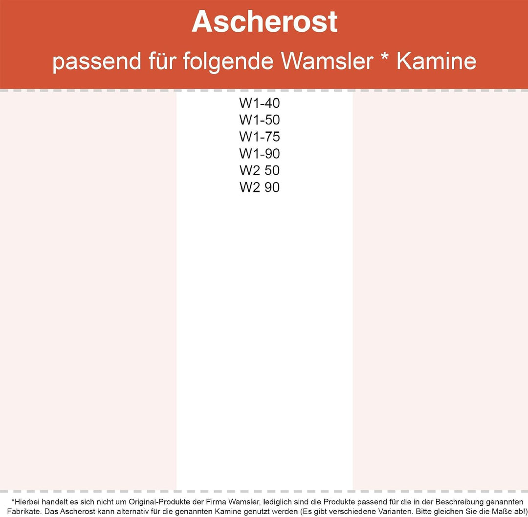 Kaminrost/Ascherost Eckig 365 x 215 x 15 mm passend für Wamsler ** Kaminöfen inkl. Modellübersicht -