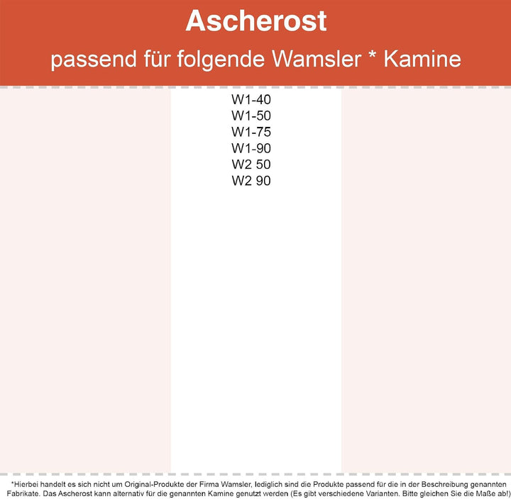 Kaminrost/Ascherost Eckig 365 x 215 x 15 mm passend für Wamsler ** Kaminöfen inkl. Modellübersicht -
