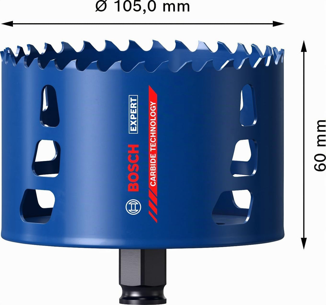 Bosch Professional 1x Expert Tough Material Lochsäge (für Holz mit Metall, Ø 105 mm, Zubehör Schlagb