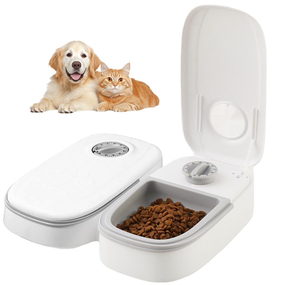 Futterautomat Katze, 700ML Futterautomat für Katzen, 2 Mahlzeiten Katzenfutter Automat mit 48 Stunde