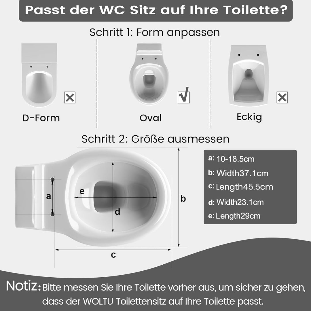 WOLTU Toilettendeckel mit Absenkautomatik, Premium WC Sitz, Klodeckel mit Quick-Release-Funktion, Kl