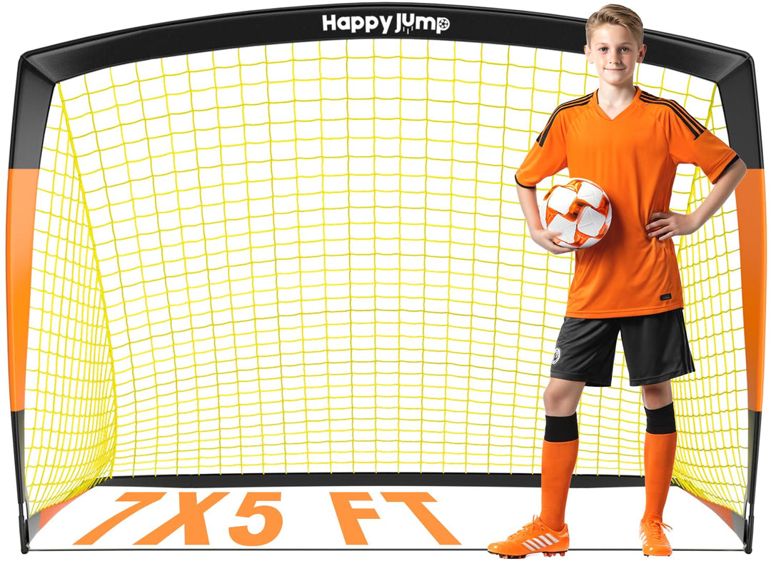 Happy Jump Fussballtor 3x2.2FT, 4x3FT, 5x3.6FT, 7x5FT Pop-Up Fussballtraining für den Garten Schwarz