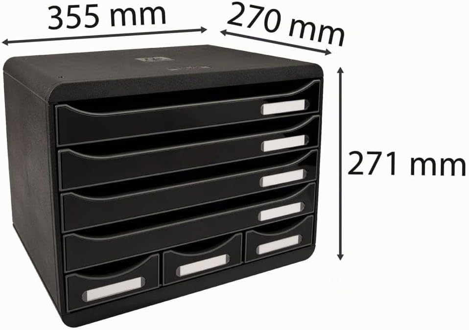 Exacompta 307714D Ablagebox Glossy Querformat mit 7 Schubladen für DIN A+ Dokumente. Belastbare Schu