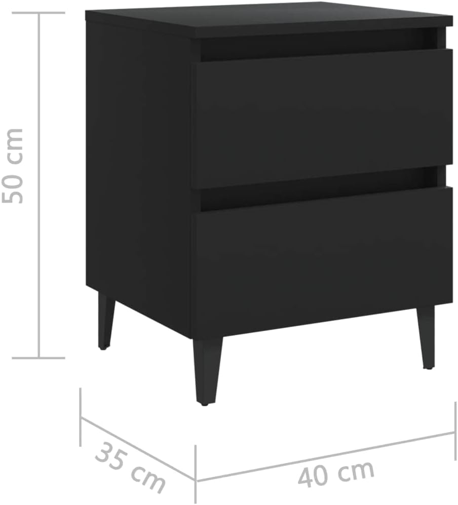 WIFESE Nachttisch Schwarz 40x35x50 cm Holzwerkstoff Nachtkästchen Nachtkommode Beistelltisch mit Sch
