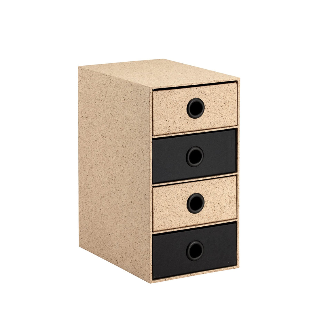 Rössler 15241382004 - Cacao - Schubladenbox 4 Fächer für DIN A5, 250x175x320 mm, aus Kakaopapier, Ca