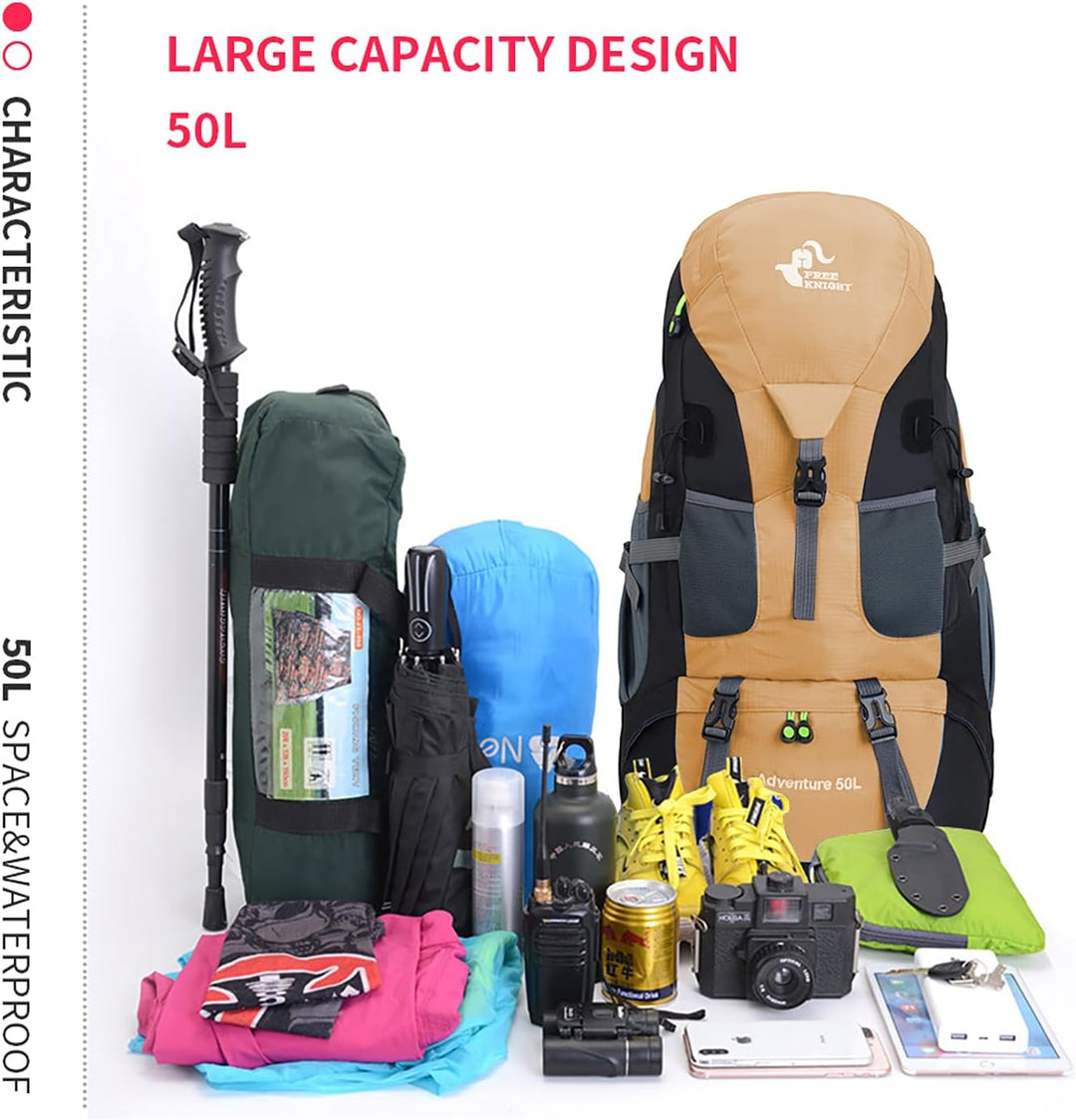Bseash 50L Leichter wasserfester Wanderrucksack, Outdoor Sport Tagesrucksack Multifunktions Reisetas