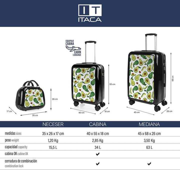 ITACA - Spiel Reisekoffer - Mittlerer Koffer und Kabinenkoffer - Kinderkoffer Mädchen. Setzen Sie le