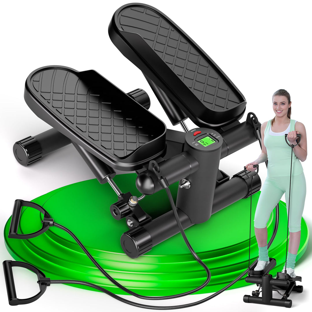 Ultrasport Stepper für Zuhause I Mini Stepper Fitness, 2 in 1 Up-Down Swing Stepper mit Power Ropes