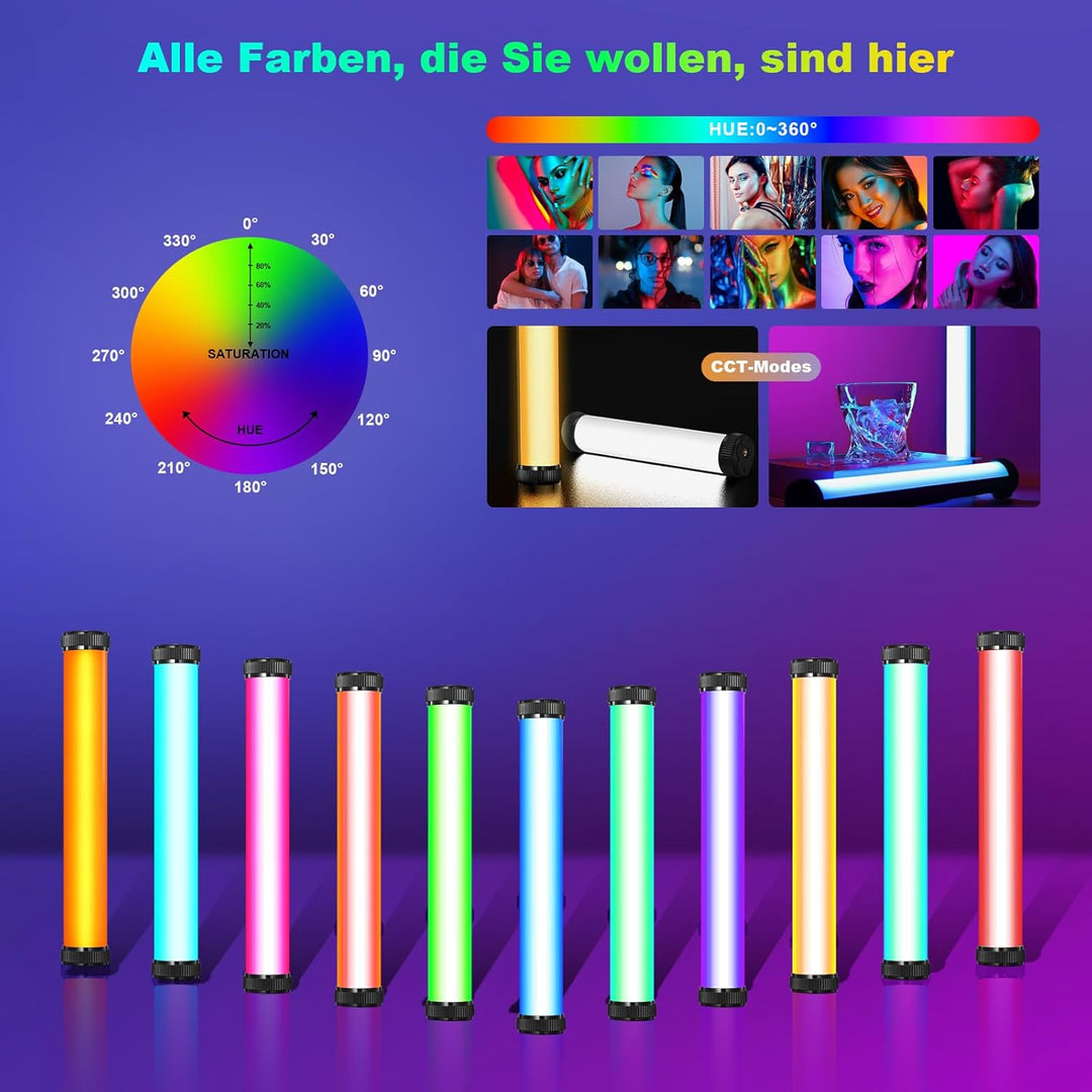 Soonpho 4Pack P13 RGB LED Video licht Stick handgehaltene Tube Lichter Rohr-Videoleuchte mit Stativ