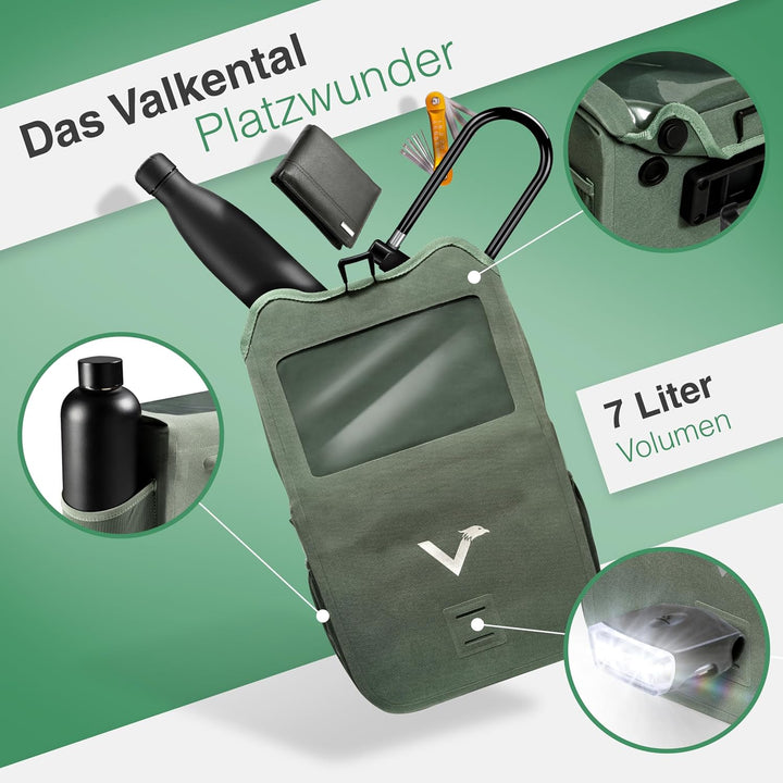 Valkental x KLICKfix Lenkertasche 7L mit Handyfach, für Ebike | 7L Volumen, praktische Lenkertasche