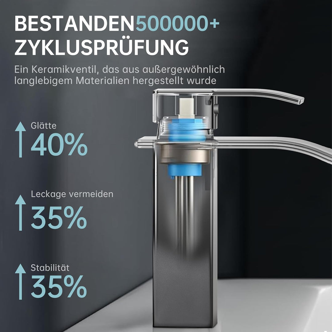 Fransiton Wasserhahn Bad, Wasserfall Waschtischarmatur mit Auslauf Höhe 60MM, Einhebelmischer für Ka