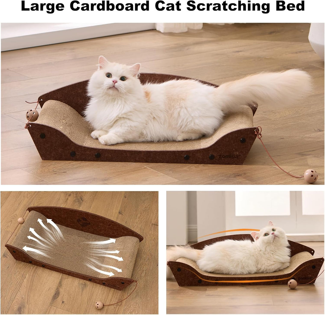 Kratzbrett für Katzen, 66cm - grosses Katzenkratzbretter aus hochwertiger Pappe, Katzenkratzpads mit