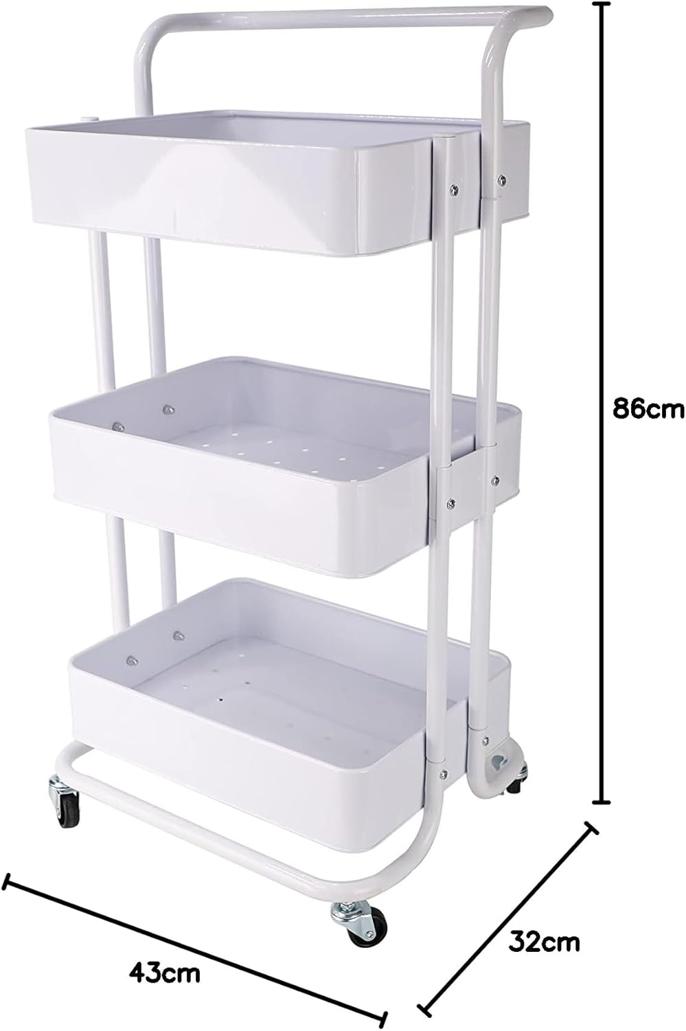 ECHTWERK mobiler Servierwagen für Küche/ Bad/ Büro mit 3 Ebenen, Küchenrollwagen, Küchenwagen, Werkz