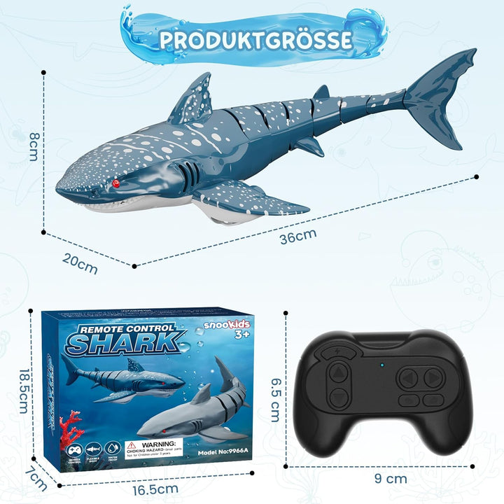 snookids Ferngesteuerter Hai für Kinder, 2,4 GHz RC Hai Spielzeug | Realistisches Schwanzwedeln und