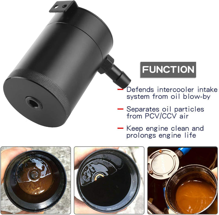Aukson Ölfangdose verblüfft - 2-Port-Ölfangdose 500 ml Aluminiumlegierung verblüfft Vorratsbehälter