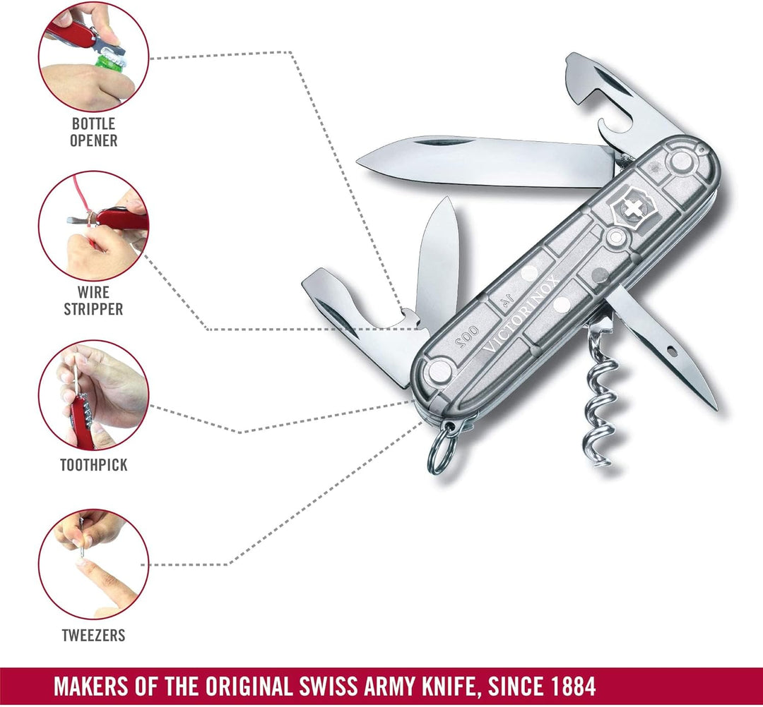 Victorinox Taschenmesser Spartan (12 Funktionen, grosse Klinge, Korkenzieher) 91mm Silber Transparen