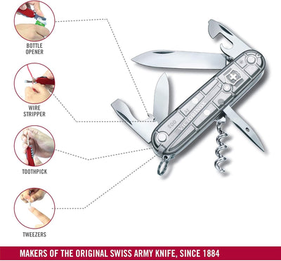 Victorinox Taschenmesser Spartan (12 Funktionen, grosse Klinge, Korkenzieher) 91mm Silber Transparen