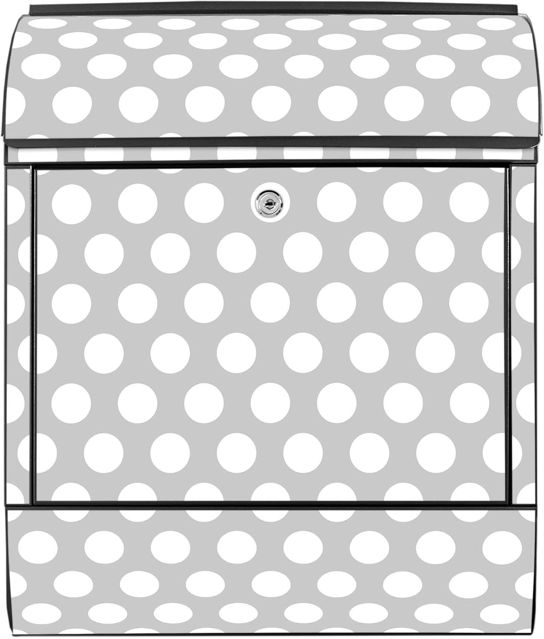 banjado® Design Briefkasten mit Motiv Punkte Grau 39x47x14cm &amp; 2 Schlüssel - Briefkasten Stahl schwa