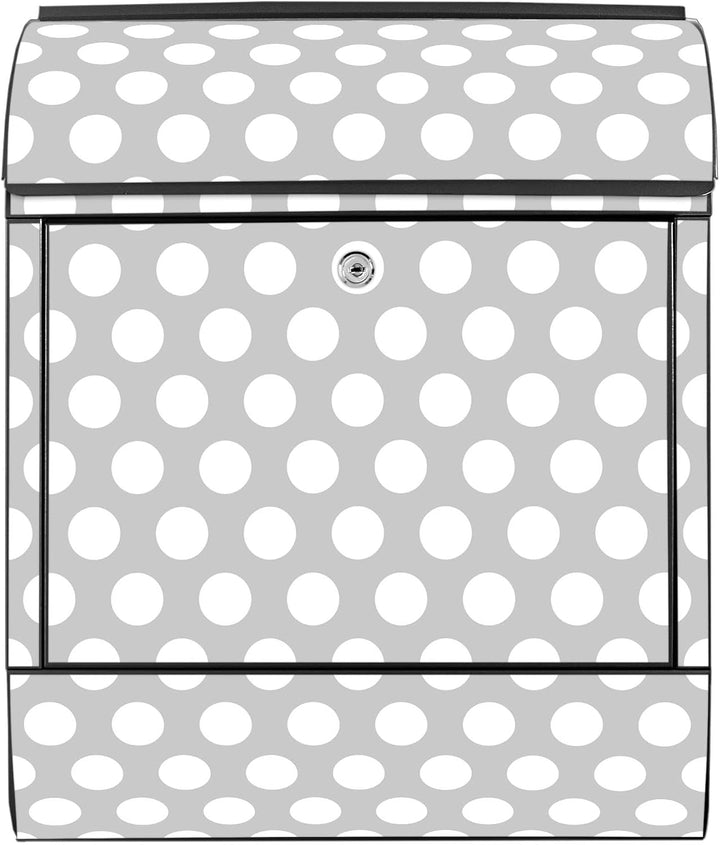 banjado® Design Briefkasten mit Motiv Punkte Grau 39x47x14cm &amp; 2 Schlüssel - Briefkasten Stahl schwa
