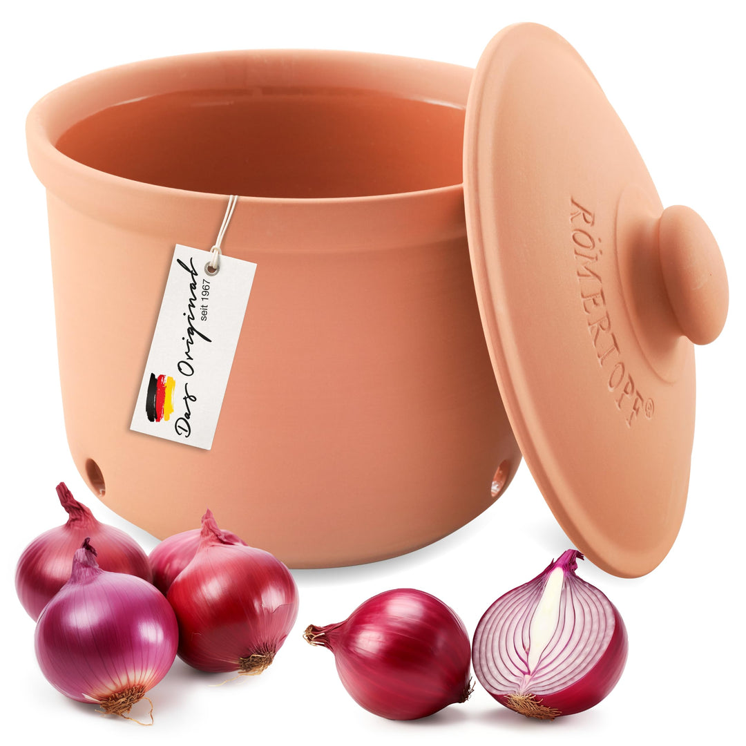 Römertopf Zwiebeltopf aus Naturton Frische-Topf Maxi Keramik Vorratstopf 2,8 Liter 1,9 Kg, 1,9 Kg
