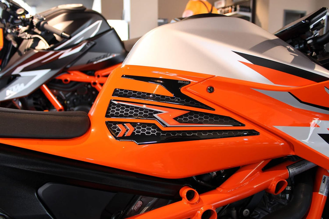 Tankpad Kniepad kompatibel für KTM 1290 Super Duke R Orange Silber X800475 Knee-Pad, Knee-Pad