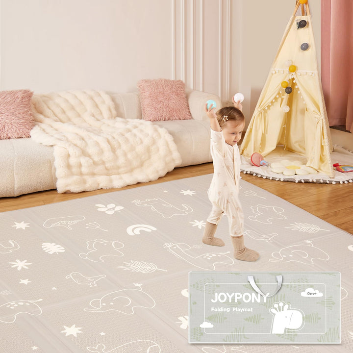 Krabbelmatte Baby Faltbar, 120 x 120 x 1cm Spielmatte Kinder | Rutschfest & Wasserdicht | Doppelseit