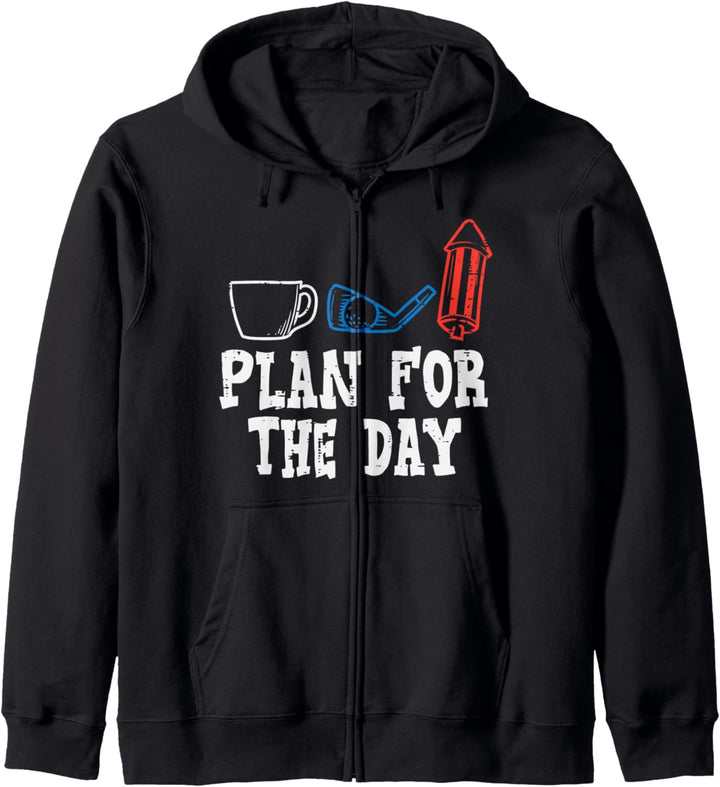 Plan For Day Coffee Golf Firecracker Funny 4th Of July Men Kapuzenjacke