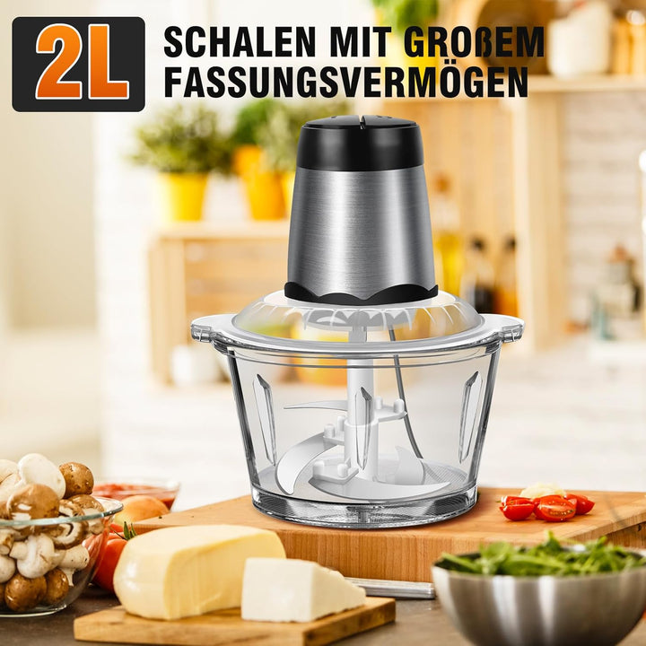 300W Multifunktions-Küchenmaschine – 2L Mini-Food-Processor für Gemüse, Knoblauch, Gewürze & Kräuter