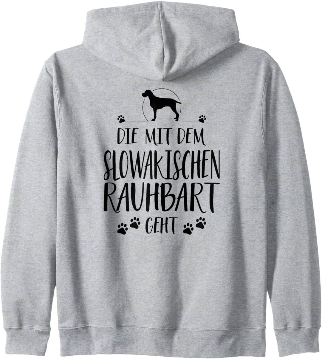 Die mit dem Slowakischen Rauhbart geht Hund Hundespruch Kapuzenjacke
