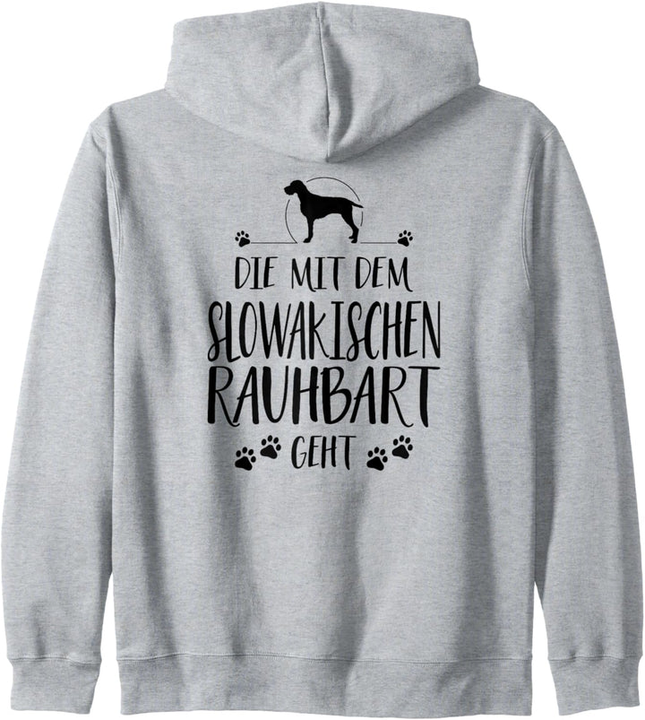 Die mit dem Slowakischen Rauhbart geht Hund Hundespruch Kapuzenjacke
