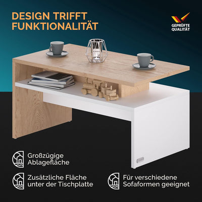 Casaria® Couchtisch mit Ablage Stauraum 92x51x48 cm Kratzfest Holz 50kg Belastbarkeit Modern Gross W