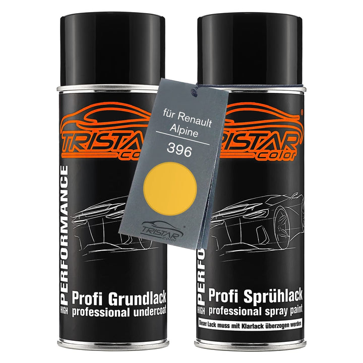 TRISTARcolor Autolack Spraydosen Set für Renault/Alpine 396 Citroengeel Grundlack Basislack Sprühdos