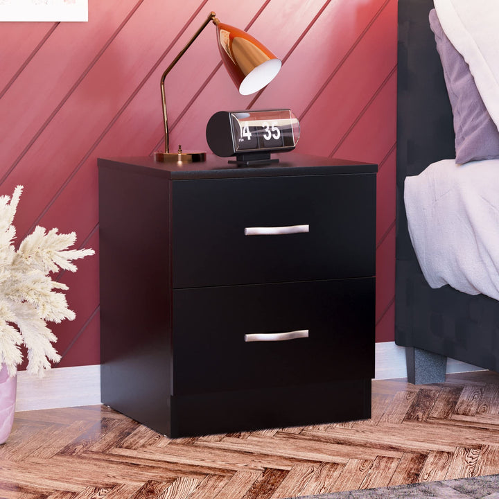 Vida Designs schwarz Nachttisch Schublade, Nachttisch, 2 Schubladen, Nachttisch, Metall Griffe & Läu