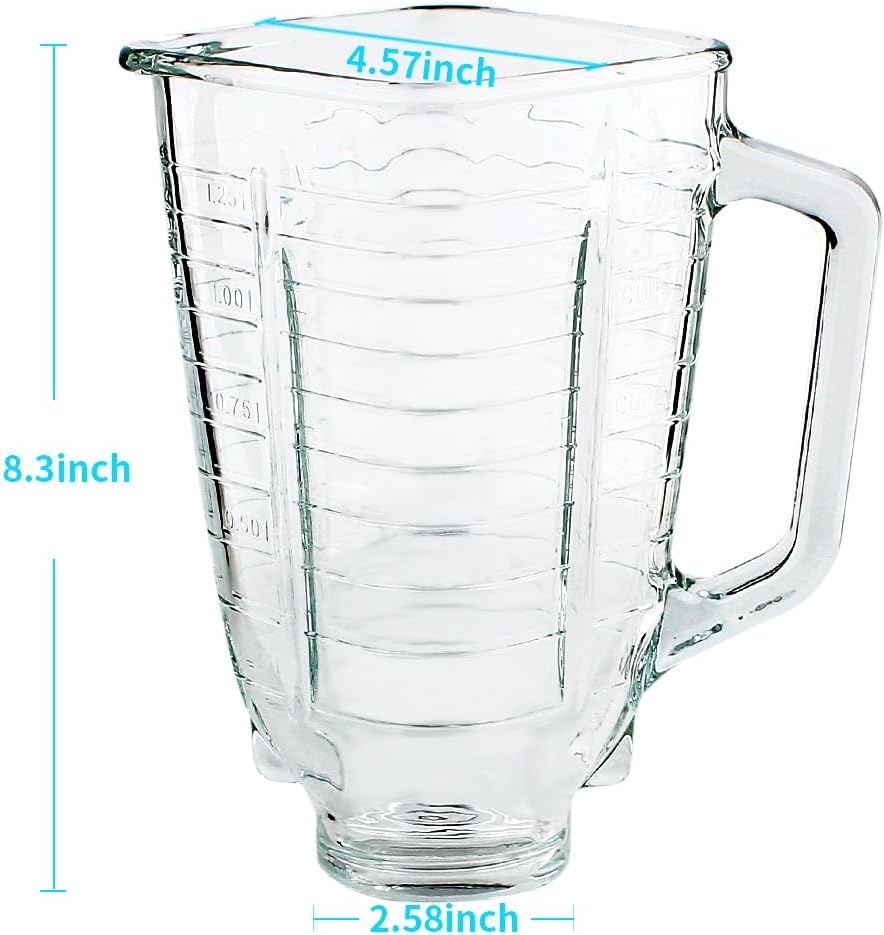 Ersatzteile für 5 Tassen, quadratisches Glas, mit Klinge, kompatibel mit Oster Classic Series Mixer
