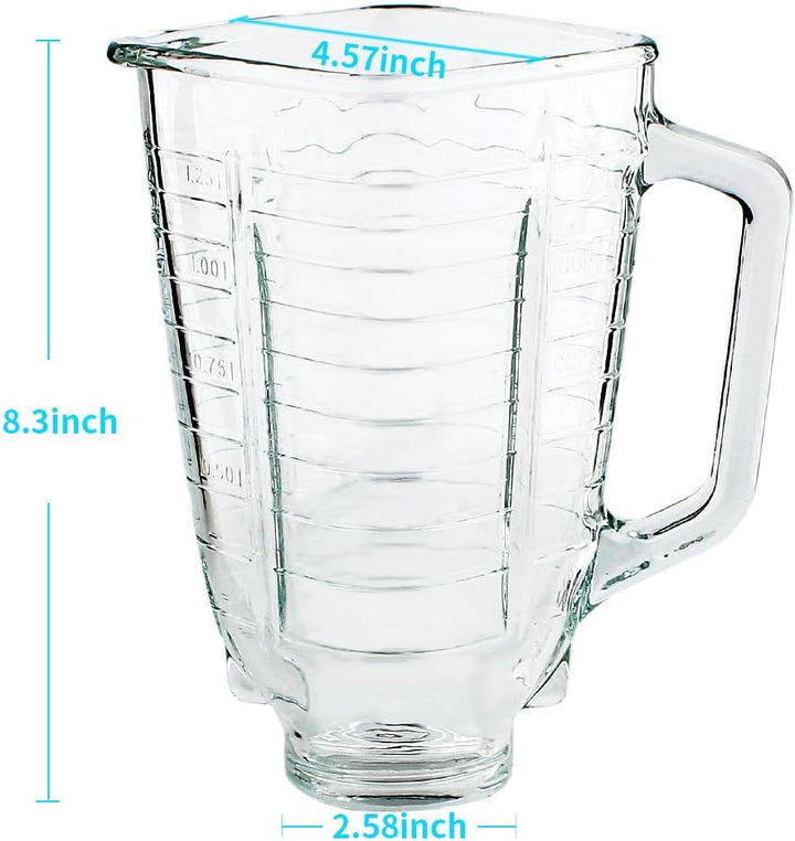 Ersatzteile für 5 Tassen, quadratisches Glas, mit Klinge, kompatibel mit Oster Classic Series Mixer