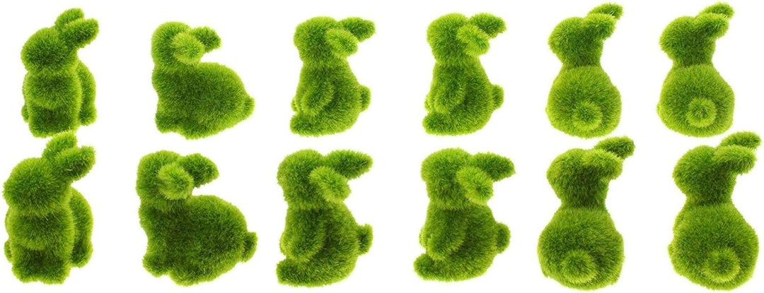 Dekoleidenschaft 12 Mini-Hasen Moos grün, 5 cm hoch, Osterdeko, Tischdeko, Basteln