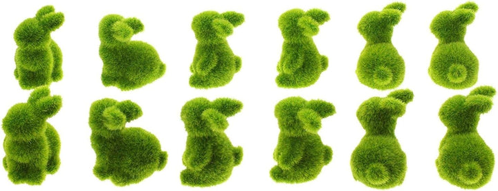 Dekoleidenschaft 12 Mini-Hasen Moos grün, 5 cm hoch, Osterdeko, Tischdeko, Basteln
