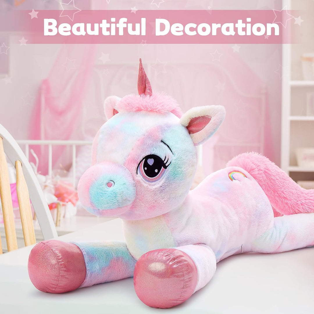 MorisMos riesen Einhorn Kuscheltier XXL,110cm Pink Rosa gross Einhorn plüschtier Stofftier, Geburtst