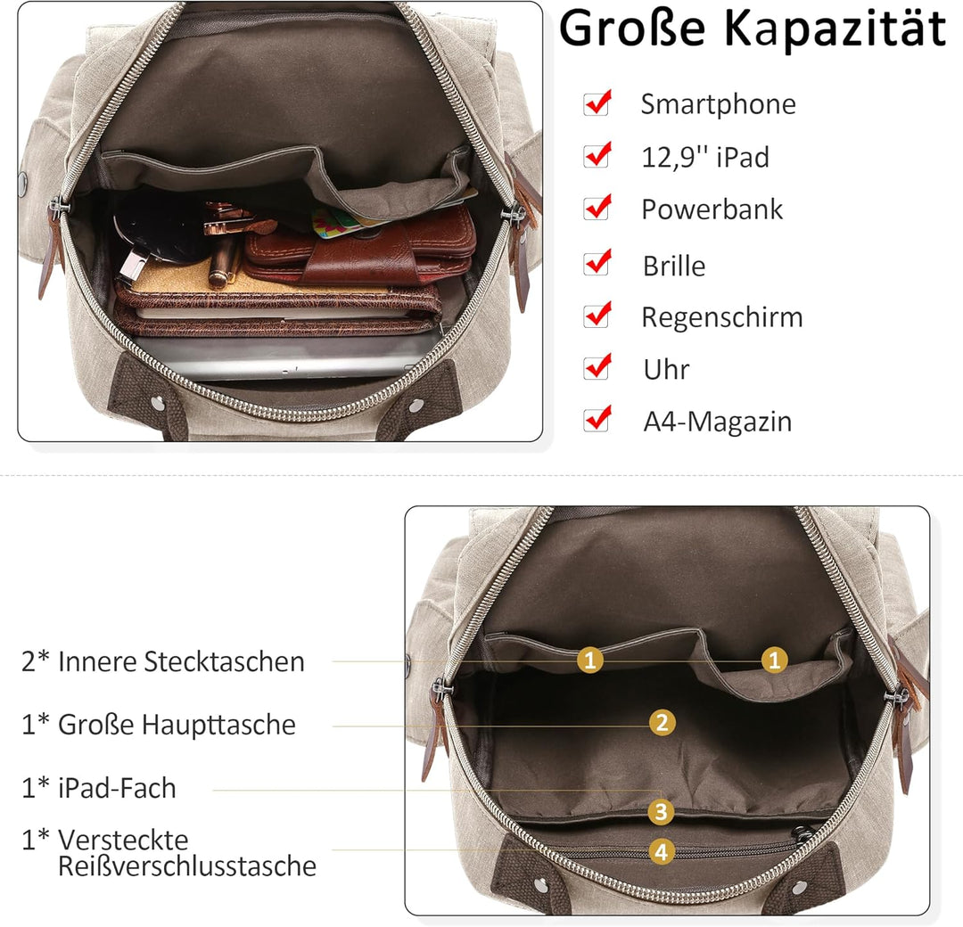 DORRISO Brusttasche Herren Mode Grosse Kapazität Schultertasche für 10,9 Zoll iPad mit Griff Mehrere